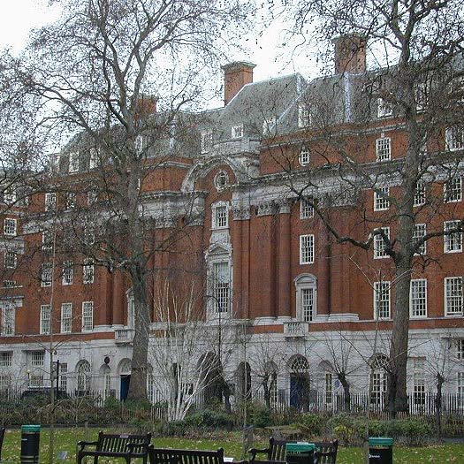 Front facade of Tavistock House in Tavistock Square WC1